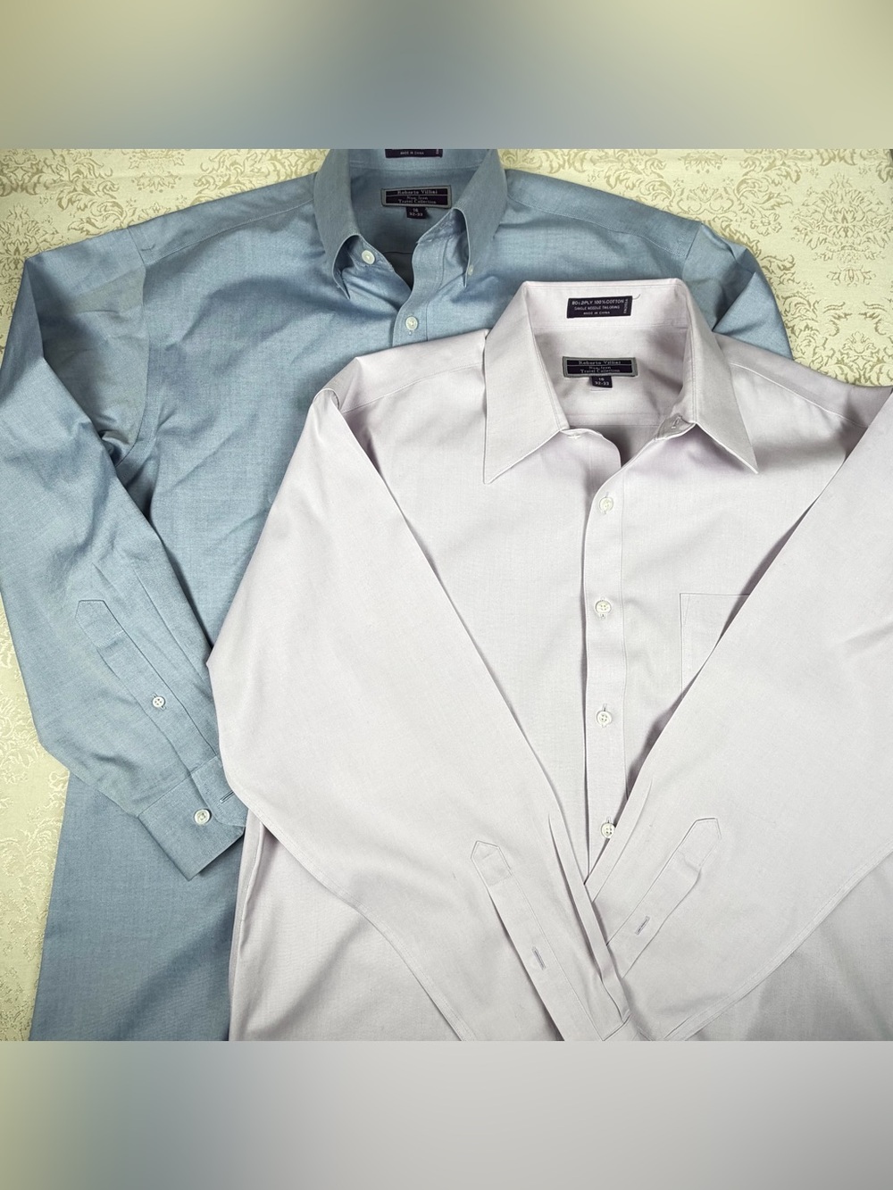 Two-Pack Roberto Villini Men's Dress Shirts -  Blue & Lavender 16, 32-33, Cotton
